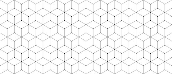 Vector seamless cubic hexagon pattern. Abstract geometric low poly background. Stylish grid texture connect the dots.