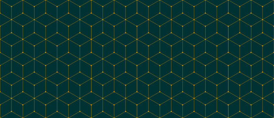 Vector seamless cubic hexagon pattern. Abstract geometric low poly background. Stylish grid texture connect the dots.