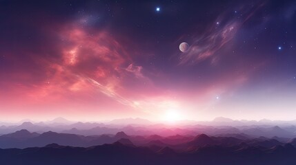 sunset  and space in the mountains