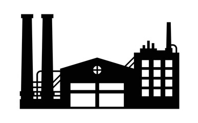 Vector Silhouette Industry Building, Business Industrial Warehouse, Factory Exterior Illustrations, Flat Design 