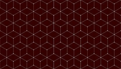 Vector seamless cubic hexagon pattern. Abstract geometric low poly background. Stylish grid texture connect the dots.