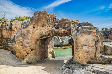 The amazing natural pools of Marina Serra, in Puglia, Salento, Tricase. The clear and crystalline...