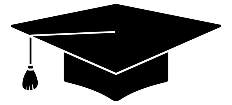 Graduation hat icon. Academic cap silhouette. Vector illustration isolated on white.