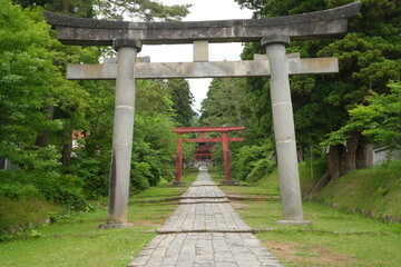 Torii Gate of Iwakiyama Shrine in Hirosaki, Aomori, Japan - 日本 青森 弘前 岩木山神社 鳥居