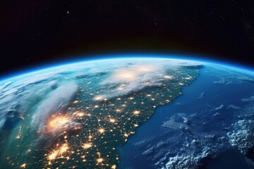 the Earth illuminated at night from space