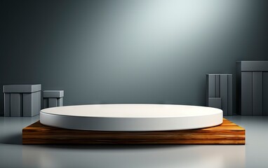 Luxury podium for advertising products display. Minimal scene studio room.