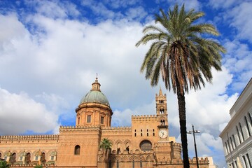 Fototapeta na wymiar Palermo Cathedral - catholic church in Italy. Sicily island. Palermo, Italy.