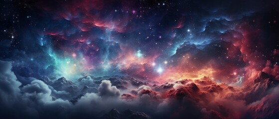 Fototapeta na wymiar 3D illustration Colorful space galaxy cloud nebula in a stary night cosmos ai generate