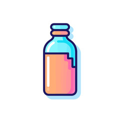 Minimalist Water Bottle Icon. Flat Colored Outline.