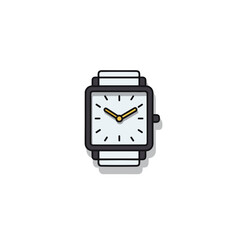 Minimalist Wristwatch Icon on White. Vector Design.