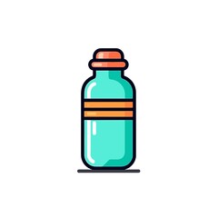 Minimalist Water Bottle Icon. Flat Colored Outline.