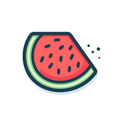 Watermelon Slice Icon. 2D Lineal Vector Illustration.