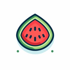 Watermelon Slice Icon. 2D Lineal Vector Illustration.