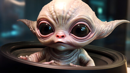 cute baby alien. Digital art illustration. Generative AI 