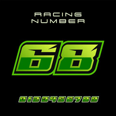 Racing Number 68 Vector Design Template