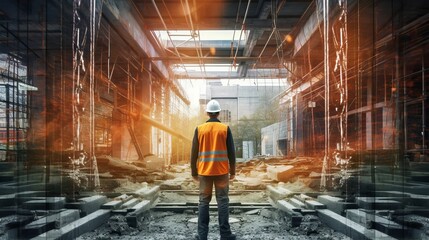 engineer working near digital building