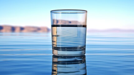 Pure water in glass on table