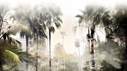 Rainforest with reflection on white background