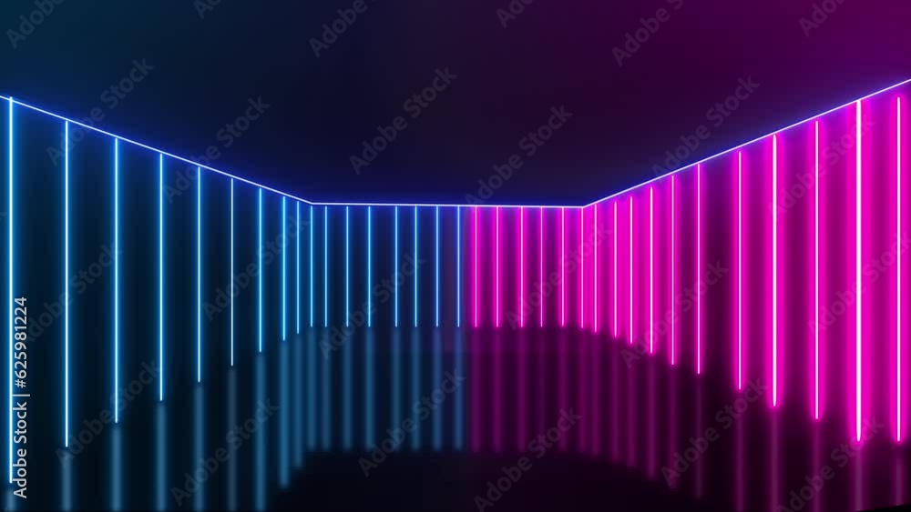 Poster neon background with colorful beams of light. futuristic studio concept with bright laser animation 