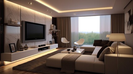 living room interior comfortable sofa tv