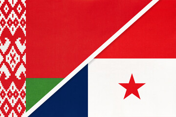 Belarus and Panama, symbol of country. Belarusian vs Panamanian national flags.