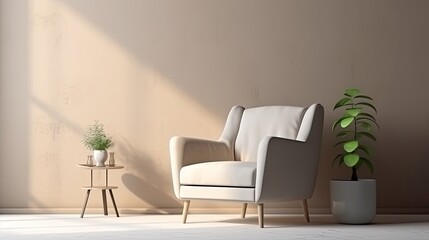 modern minimalist interior armchair on empty