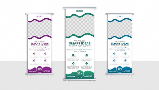 Professional smart business roll-up banner design template,Vertical roll up, x-stand, exhibition display, Retractable banner