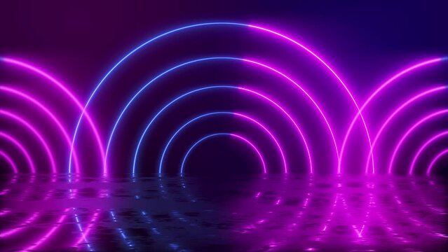 4K 3D Speed of light, neon glowing rays in motion. Beautiful fireworks, explosion, big bang. Moving corridor, tunnel, appearing glowing shapes, ultraviolet spectrum. shapes, ultraviolet spectrum
