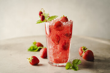 Strawberry cocktail in a glass