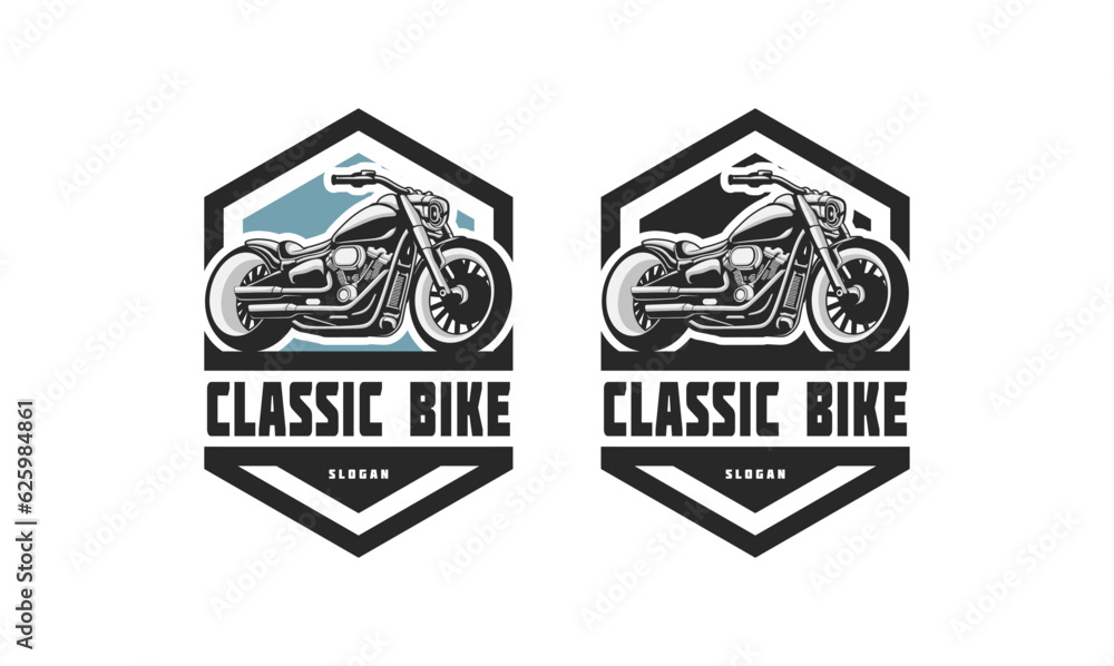 Wall mural motorcycle club logo design vector. motorcycle logo illustration isolated.