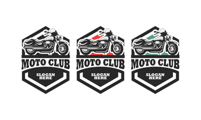 Motorcycle club logo design vector. Motorcycle logo illustration isolated.