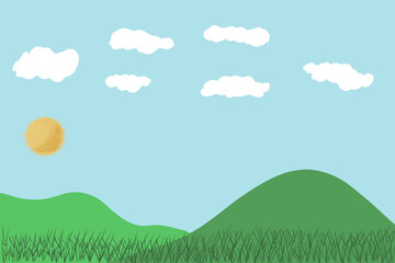 Obraz premium landscape with grass and sky