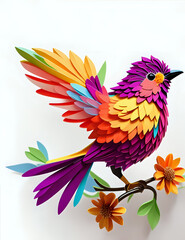 bird on a branch with flowers