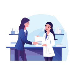 Fototapeta premium image of nurse signing form,health images,nurse and doctor vector illustration,health worker reading document,eps nurse vector,hospital vectors,clinic worker