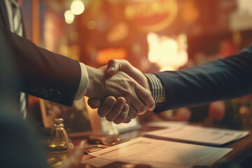 Deal Sealed Businesspeople Handshaking During a Successful Meeting AI generated