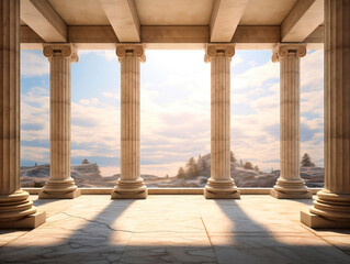 Beautiful view of the ancient Greek temple of Hephaestus.AI Generated - obrazy, fototapety, plakaty