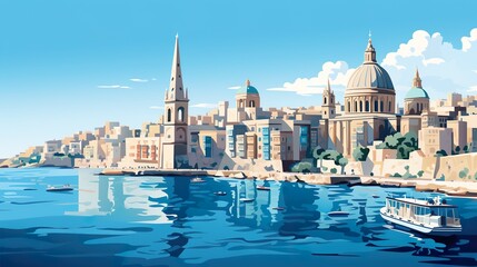 Malta - Valletta (ai) - obrazy, fototapety, plakaty