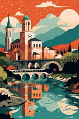 Montenegro - Podgorica retro poster (ai)