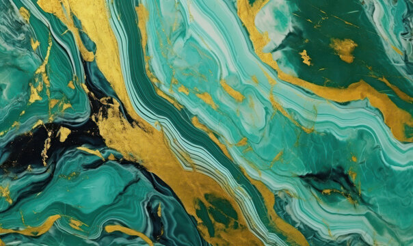 Texture of mineral stone. Spreading paint out wallpaper and golden flow. Created with generative AI tools