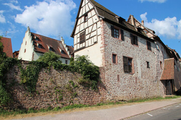 Fototapeta na wymiar ramparts and houses in riquewihr in alsace (france)