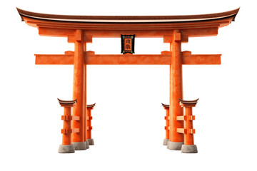 Torii traditional japanese gate isolated on transparent background cutout, generative ai