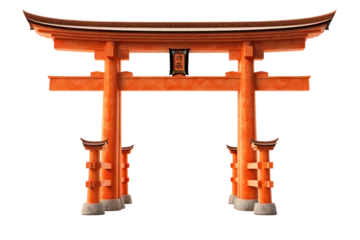 Photo sur Plexiglas Lieu de culte Torii traditional japanese gate isolated on transparent background cutout, generative ai