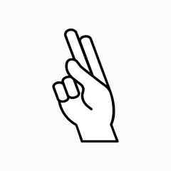 Finger Icon Pointing Two. Hand Gesture in Line Art Style - Vector.