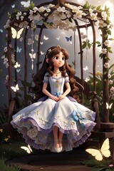 Fototapeta premium Captivating Floral Backdrop for a Young Lady Princess Generative AI