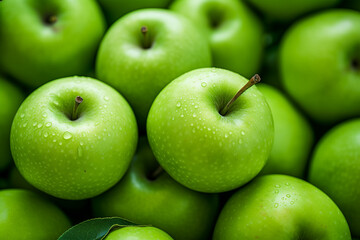 Top view of green apple fruits