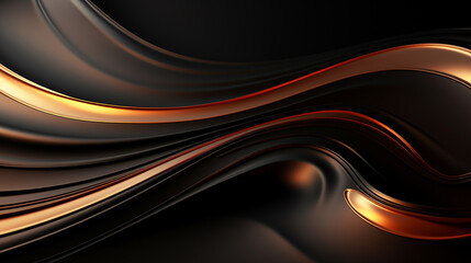 luxury abstract background with waves, gold with black. Generative Ai. 