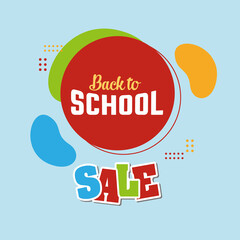 Back to school poster, banner design template. Vector illustration with geometric shapes. Education background