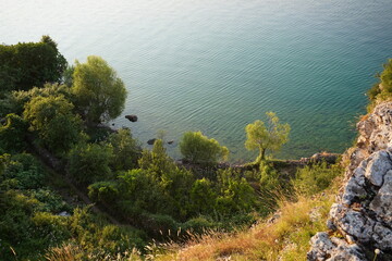Beautiful lakoshore landscape at lake ohrid (near Lin village), Albania