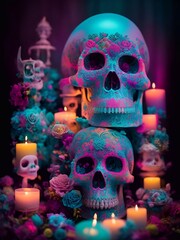 Day of the Dead Fantasy Illustration Background for Artwork Cinematic  generative ai art