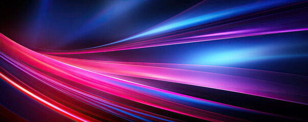 Abstract neon background with ascending pink and blue glowing lines 